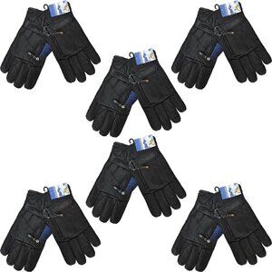 Winter Ski Gloves, Men, Women w/ Zipper Pocket & Adjustable Strap, 6-Pack, NEW